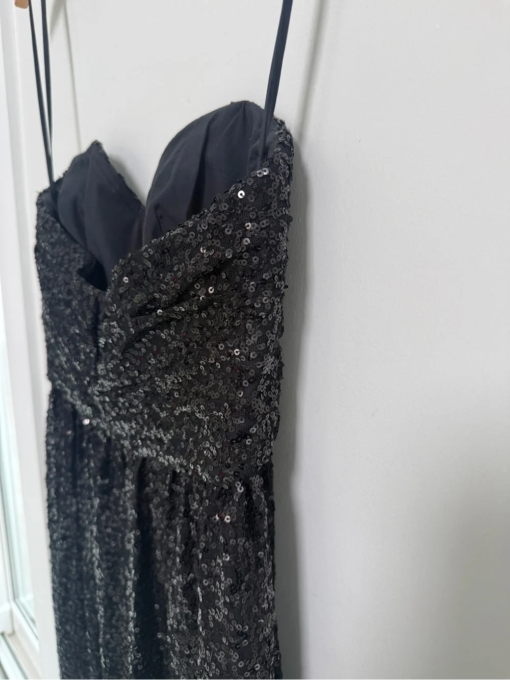 Amsale Formal Gown Black Sequins Strapless Dress